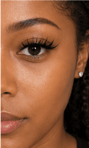 Client portrait showing lash and brow detail